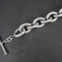 Chunky Sterling Silver Toggle Bracelet 7.5 Inches Vintage Italian Estate Jewelry