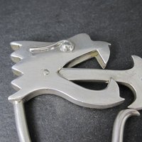 Mexican Sterling Dragon Head Key Ring Keychain Taxco Silver