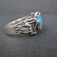 Estate Sterling Silver Turquoise Dragon Ring Size 7