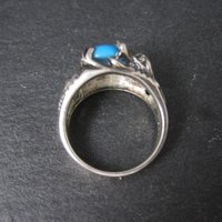 Estate Sterling Silver Turquoise Dragon Ring Size 7