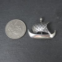 Vintage Sterling Silver Viking Ship Pendant