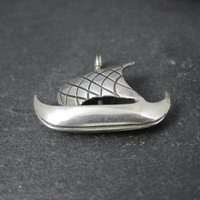 Vintage Sterling Silver Viking Ship Pendant
