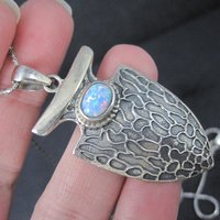 Sterling Arrowhead Opal Pendant Necklace