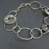 Vintage Hammered Circle Bracelet Sterling Silver 7.75"