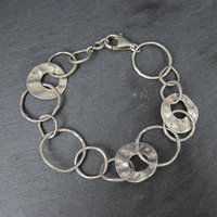 Vintage Hammered Circle Bracelet Sterling Silver 7.75"
