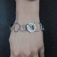 Vintage Hammered Circle Bracelet Sterling Silver 7.75"