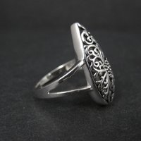 Sterling Silver Floral Filigree Dome Ring Size 8
