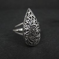 Sterling Silver Floral Filigree Dome Ring Size 8