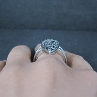 Sterling Silver Floral Filigree Dome Ring Size 8