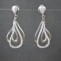 Sterling Silver Cubic Zirconia Earrings New Old Stock