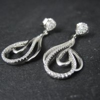 Sterling Silver Cubic Zirconia Earrings New Old Stock