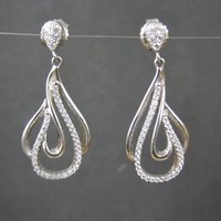 Sterling Silver Cubic Zirconia Earrings New Old Stock