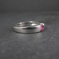 Pink Sapphire Solitaire Ring Sterling Silver Size 8 Estate Jewelry