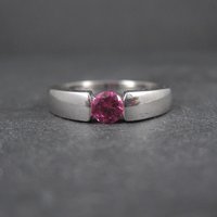 Pink Sapphire Solitaire Ring Sterling Silver Size 8 Estate Jewelry