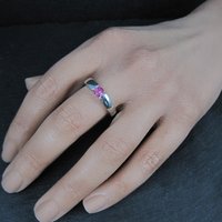Pink Sapphire Solitaire Ring Sterling Silver Size 8 Estate Jewelry