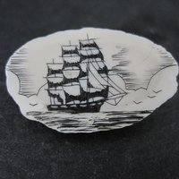 Vintage Carved Ship Brooch