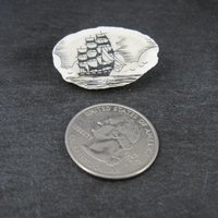 Vintage Carved Ship Brooch