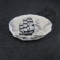 Vintage Carved Ship Brooch