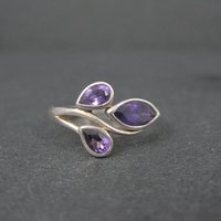 Sterling Silver Amethyst Ring Size 7 Estate Gemstone Jewelry