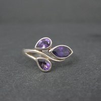 Sterling Silver Amethyst Ring Size 7 Estate Gemstone Jewelry