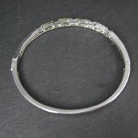 Sterling Silver Yellow Green Cz Bangle Bracelet 7 Inches