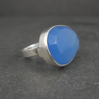 Sterling Silver Blue Chalcedony Ring Size 6