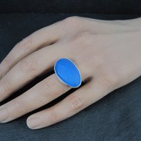 Sterling Silver Blue Chalcedony Ring Size 6