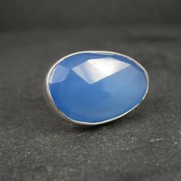 Sterling Silver Blue Chalcedony Ring Size 6