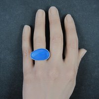 Sterling Silver Blue Chalcedony Ring Size 6
