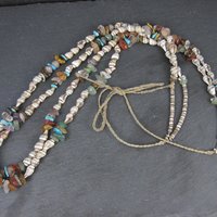 Southwestern Bohemian Shell and Gemstone Heishi Bead Necklace 32"