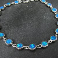Dainty Sterling Silver Blue Opal Bracelet