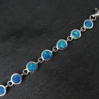 Dainty Sterling Silver Blue Opal Bracelet