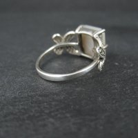 Sterling Silver Mother of Pearl and Marcasite Butterfly Ring Size 7