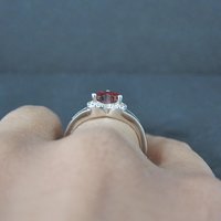 Sterling Silver Garnet Heart Ring Size 8