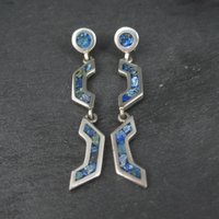 Vintage Mexican Sterling Sodalite Inlay Earrings
