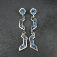 Vintage Mexican Sterling Sodalite Inlay Earrings