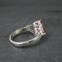 Ruby and White Topaz Ring Sterling Silver Size 5 Estate Jewelry