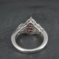 Ruby and White Topaz Ring Sterling Silver Size 5 Estate Jewelry