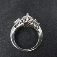 Ruby and White Topaz Ring Sterling Silver Size 5 Estate Jewelry