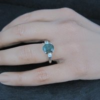 Sterling Silver Emerald and Goshenite Ring Size 6