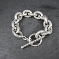 Chunky Sterling Silver Toggle Bracelet 7.5 Inches Vintage Italian Estate Jewelry