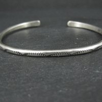 Simple Navajo Sterling Stamped Cuff Bracelet 6.75 Inches