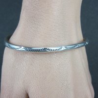 Simple Navajo Sterling Stamped Cuff Bracelet 6.75 Inches