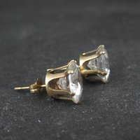 Vintage 9mm Cz Stud Earrings 14K Gold Filled New Old Stock