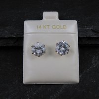 Vintage 9mm Cz Stud Earrings 14K Gold Filled New Old Stock