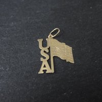 Dainty 14K USA Flag Pendant Charm Vintage Estate