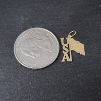 Dainty 14K USA Flag Pendant Charm Vintage Estate