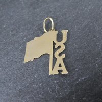 Dainty 14K USA Flag Pendant Charm Vintage Estate
