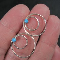Southwestern Sterling Turquoise Circle Earrings