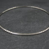 Dainty Sterling Twisted Bangle Bracelet 7.5 Inches